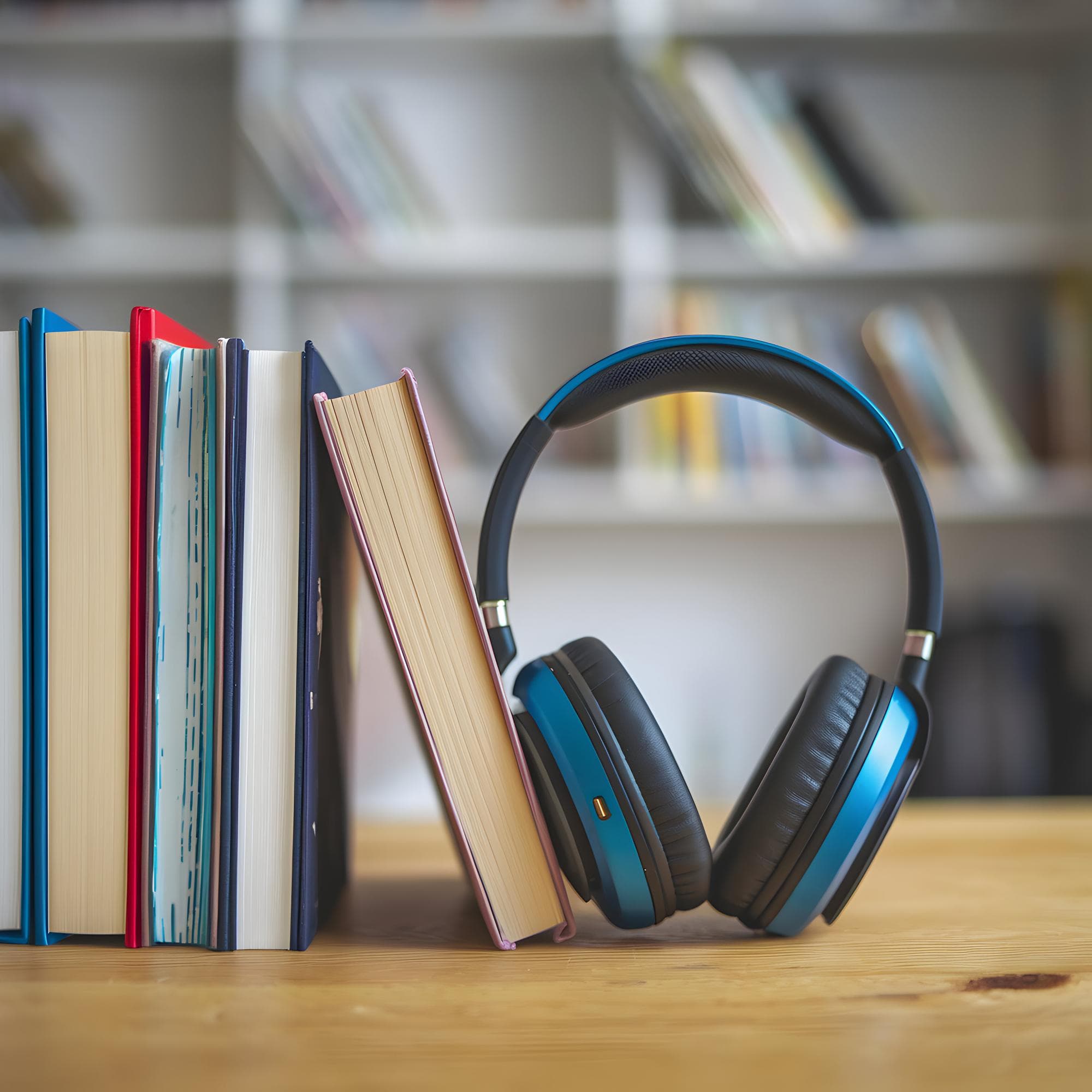 Audiobook listener with headphones