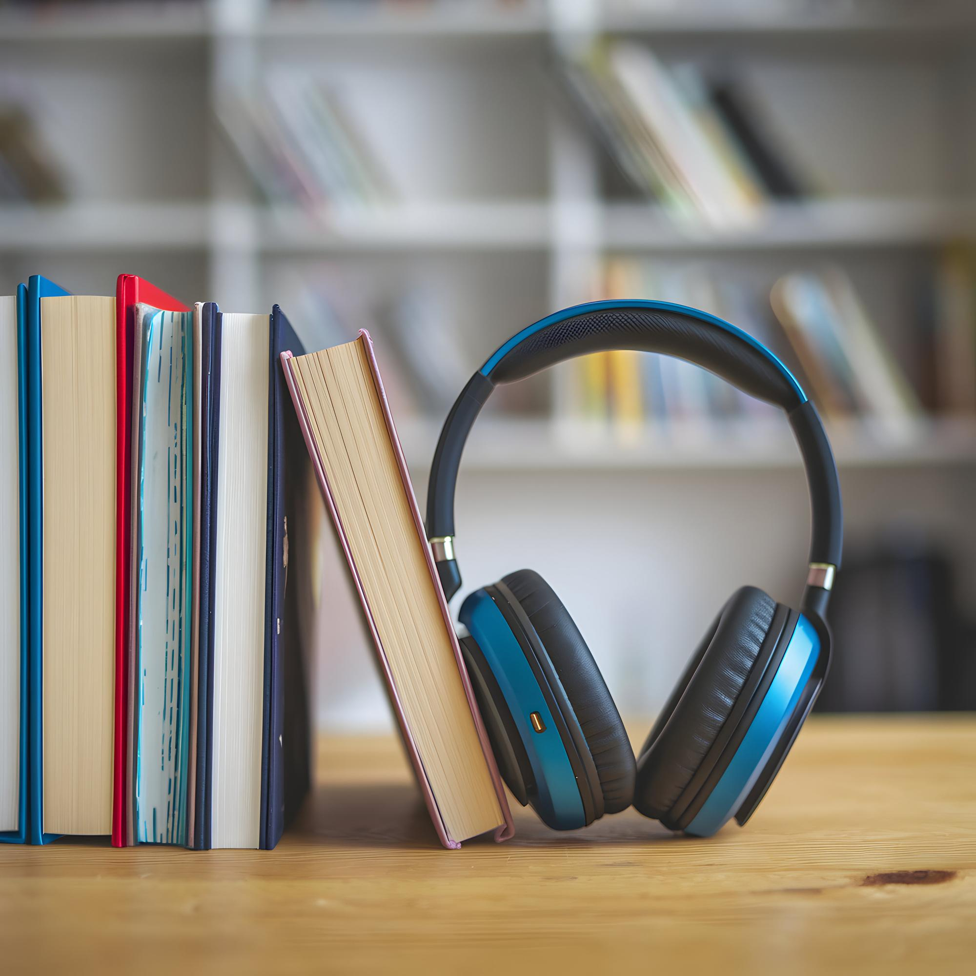 Audiobook listener with headphones